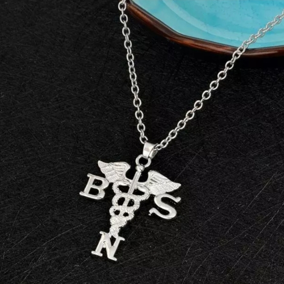 Nurse BSN Nursing Necklace Large Pendant Bachelor of Science - Picture 2 of 2